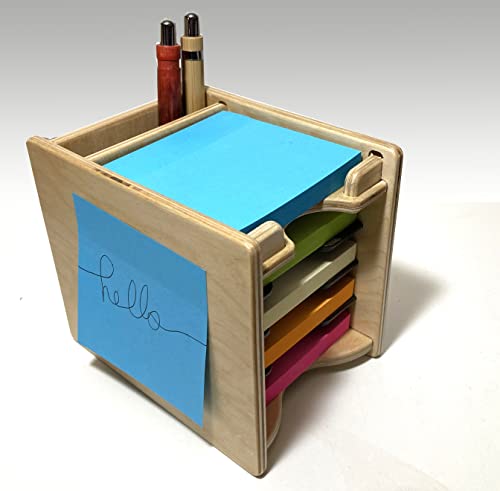 Colored Sticky Notes Pad And Pen Holder/Organizer (Includes Five 3" X 3" Pads) #TOP2