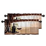 BaoNews Red Romantic Wine Kitchen Valances for Windows,Williamsburg Winery Italian Khaki Wine Glass