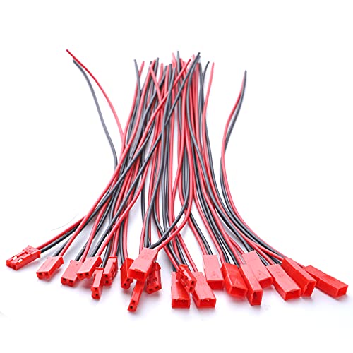 Conector JST 2 pines macho hembra con cable 22AWG de 200mm para conexiones electrónicas 6