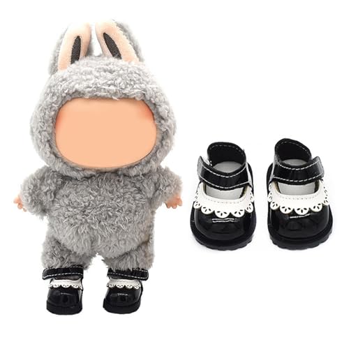 1 Pair Cute Shoes Mini PU Leather Princess Shoes Replacement for Doll Accessories Suitable for 15cm 17cm Dolls (Black)