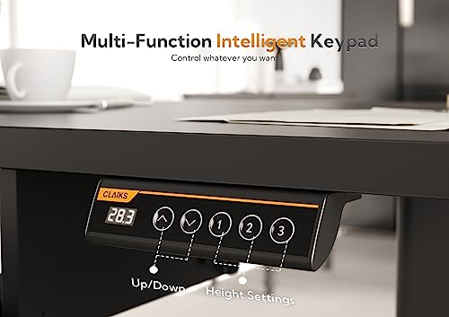 Image of Claiks Adjustable Standing Desk with Keyboard Tray 48 x 24 Inches Black