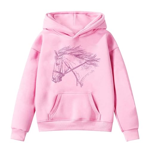 Sweat à capuche manches longues fille vêtement motif équestre
