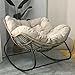 Sedia a dondolo per esterni, grande seduta imbottita in vimini, struttura in metallo resistente, design moderno per interni ed esterni, elegante colore beige. immagine