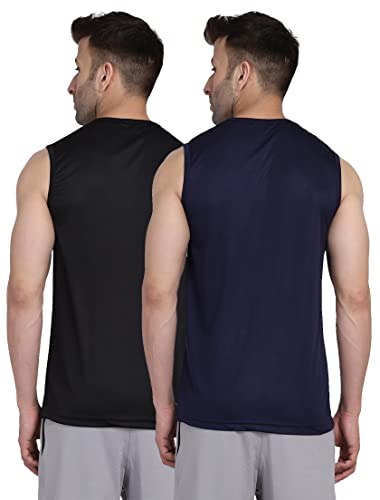 Image of Men's Regular Fit Sleeveless T-Shirt (Pack of 2)