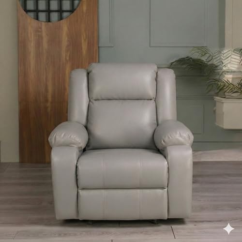 Image of Solis Royale 1 Seater Recliner Sofa Chair | Motorized Recliner Lounge Sofa Chairs for Relaxing | Comfortable Cushioned | Living Room, Bedroom, Office (Classy Calm - Grey, Classy Calm - Leatherette)