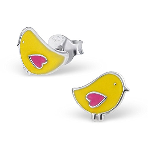 925 Sterling Silver Small Yellow Chick Stud Earrings 13284