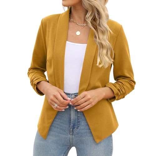 Image of POGTMM Women 3 /4 Sleeve Blazer Open Front Cardigan Jacket Work Office Blazer