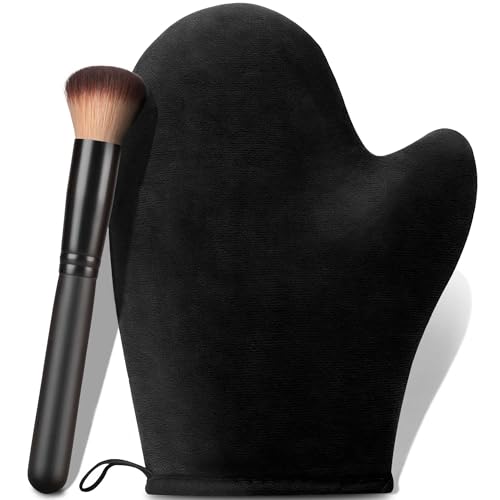 Image of Tanning Mitt Self Tanner Mitt 2 in 1 Set Self Tanning Mitt - Tanning Glove Self Tan Mitt Tanning Mitts Self Tanner Brush Self Tanner Glove for Face,Body