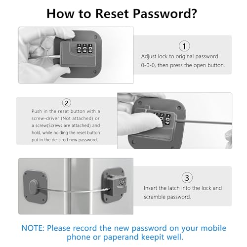 Image of Refrigerator Lock, Heavy Duty Fridge Lock, Combination Lock for Refrigerator Cabinets, Drawers, Safety, Easy Install No Keys Needed (Grey-2Pack)
