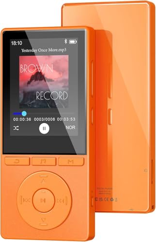 Image of 64GB MP3 Player with Bluetooth 5.3, Color Screen 2.4 inch, Music Player with HiFi Sound, MP3 Players Built in HD Speaker Voice Recorder E-Book, Expanded Up to 128GB, Earphone Included, for Sports Runner