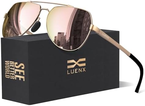 Luenx Aviator Polarized Sunglasses Men Women Classic UV400 Driving