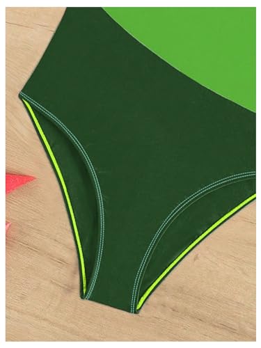 MakeMeChic Girl's Color Block One Piece Swimsuit Asymmetrical Neck One Shoulder Tummy Control Bathing Suit4