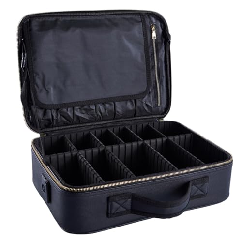 Estuche de tela Oxford para maquillaje con compartimentos internos para un orden perfecto
