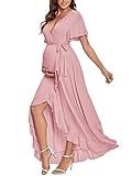 Love2Mi Damen Umstandskleid mit V-Ausschnitt für Fotografie Schwangere Requisiten Umstandsfotoshooting Elegante Lange Kleider für Babyparty Festliche Party