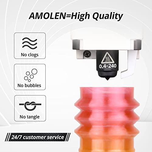 Image of AMOLEN TPU 3D Printer Filament, Transparent Multicolor Rainbow TPU 1.75mm, Color Change Flexible Soft TPU 3D Printing Filament Supports High Speed, 1kg Spool(2.2lbs)
