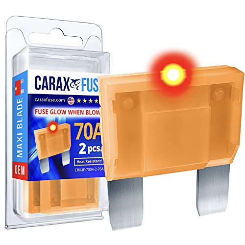 CARAX Glow Fuse – Premium Fuse Maxi Large Blade APX – 70A Kit 2 pcs – Glow When Blown LED Automotive Fuse – Smart Auto Glow Fuse Easy Identification – 2 pcs.