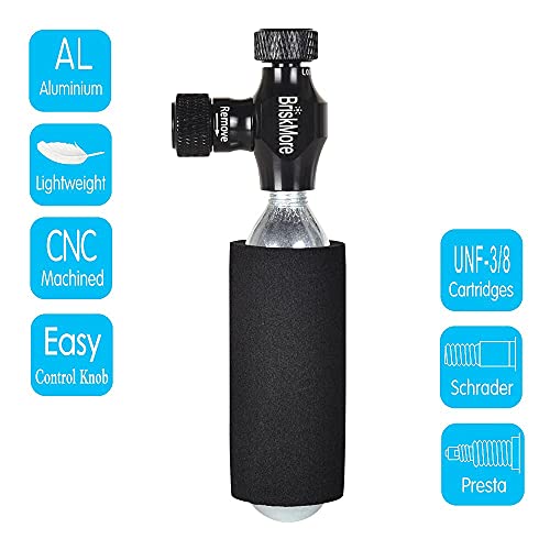 CO2 Inflator Kits with 5 X 16g CO2 Cartridges for Bike Tires, Presta and Schrader Valve Compatible, Bike Tire Pump for Mountain and Road Bicycles, Included Insulated Sleeve
