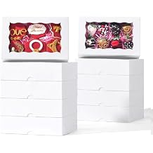 RomanticBaking 8x5x2 Inch 21PCS Cookies Boxes Chocolate Covered Strawberries Boxes Bakery Boxes with Window for Cakesickle Chocolate Truffle Pretzel & Party favors Packing