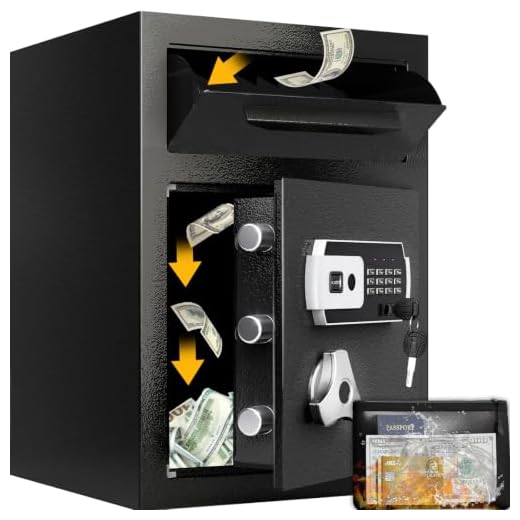 2.3 CUB Depository Drop Safe, Front Drop Slot Lock Box with Digital Combination and Anti-Fishing, Silent Deposit Safe Box, Security Money Safe for Cash Slips Expense Business Office Home