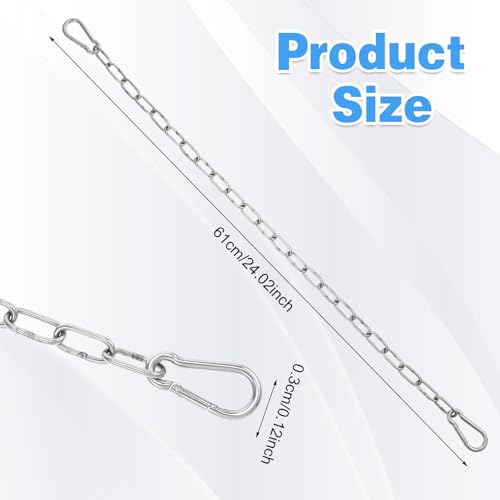 Kette Silber Metallkette 61cm Stahlkette Edelstahlkette mit Bergsteigerschnallen Hängesessel Kette Verlängerungskette für Drinnen Draußen Hängematte Außenzäune Außenhoftüren