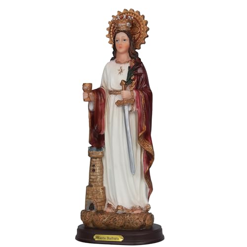 Estatua Santa Barbara de 12 pulgadas en resina multicolor miniatura 4