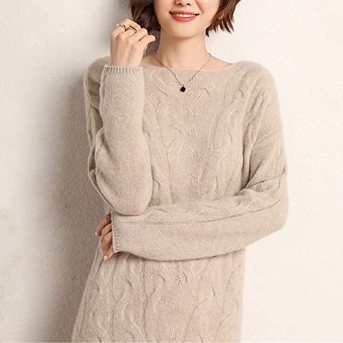 Robe pull longue 100% cachemire Camel de qualité supérieure Kelsiop