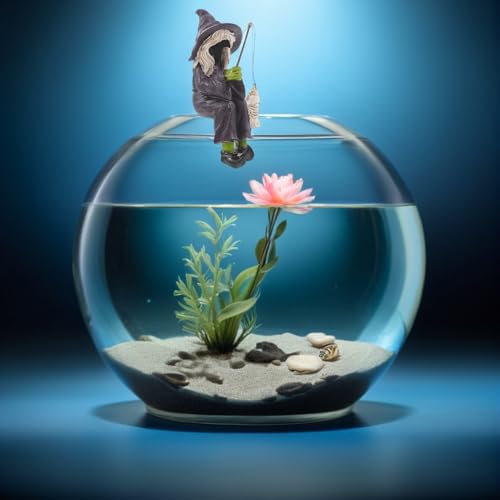 Figurines sorcière pêcheuse en résine violette solide et compacte - 6
