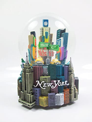 New York große Schneekugel 13 cm Snowglobe mit Spieluhr Broadway...