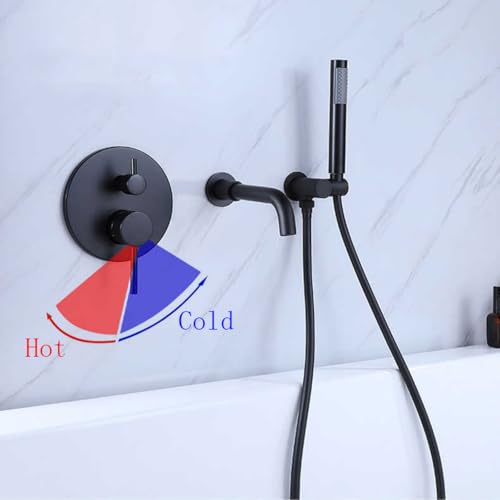 Mitigeur de douche noir et colonne de bain murale design chic pour salle de bain moderne - 6