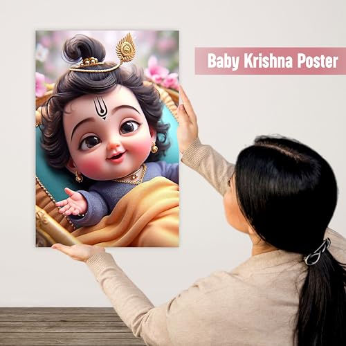 Image of Twinster Bal krishna Posters Photo for Pregnant Women, Baby Poster Self Adhesive (Size 45 cm by 30 cm) Pack of 1 (Design 24)