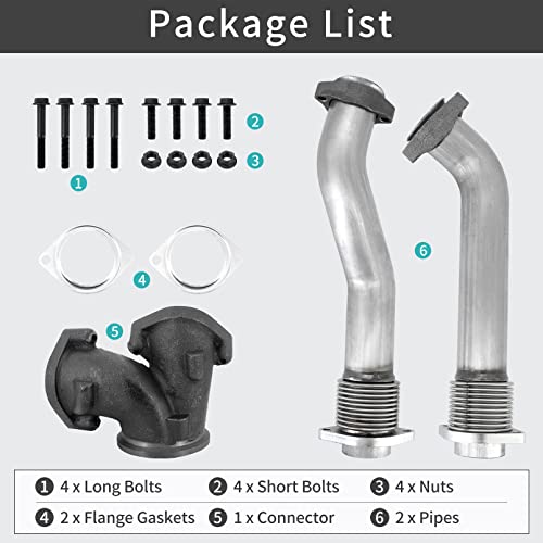 Tektall Turbo Diesel With Hardware Bellowed Up Pipe Kit Replacement For Ford F250 F350 F450 F550 Super Duty 7.3L 1999-2003 Replace F4Tz6K854F F4Tz6K854C F81Z6K854Ea 679-005 #TOP1