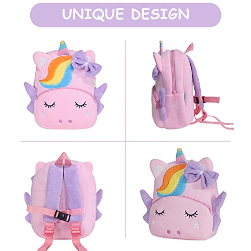 Vaschy Toddler Backpack Leash, Girls Cute Plush Animal Small Daycare Backpack For Little Kids Pink Unicorn #TOP7