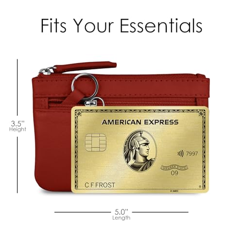 Image of ili New York Leather Mini Compact Coin Purse - Red