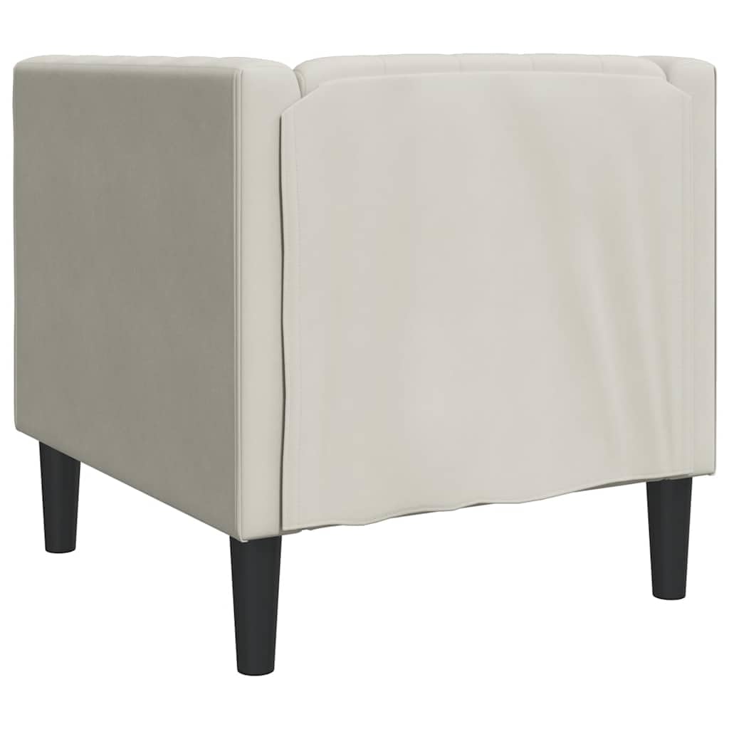 Poltrona Chesterfield in Velluto Crema per Soggiorno | Seduta imbottita capitonné con gambe robuste per salotto, studio e camera da letto, offre stile classico e relax.