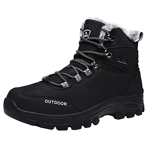 Stivali da Neve Uomo Scarpe Inverno da Trekking Scarpe Outdoor Impermeabili Antiscivolo Invernali Stivali Nero 41