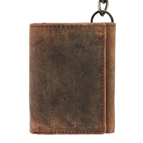 Cazoro Men's RFID Vintage Leather Trifold Chain Wallet2