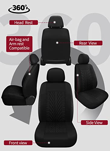 Varcozy Coppia Di Coprisedili Anteriori Per Auto, Universali In Tessuto, Traspiranti E Lavabili, Per Suv, Berlina, Furgoni, Compatibili Con Airbag, Colore Nero - 3