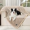 Waterproof Pet Blanket, Liquid Pee Proof Dog Blanket for Sofa Bed Couch, Reversible Sherpa Fleece Furniture Protector Cover for Small Medium Large Dogs Cats, Grey Beige Large（65" x 57"）