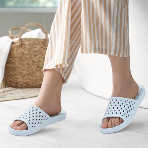 Image of Litfun Shower Shoes for Women Non-Slip Quick Dry Shower Slippers Lightweight Pool Sandals with Drain Holes for College Dorm, Beach, Bathroom & Gym