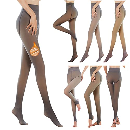 Damen Strumpfhosen Grosse Grössen Winter Plüschstrümpfe Perfekt Beine abnehmen Gefälschte durchscheinend übergroße Elastische Warm Fleece Verdicken Pantyhose -wärmende Thermostrumpfhose für Damen Cover