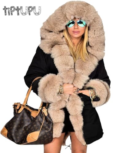 Women's Faux Fur Lined Coat Hooded Warm Winter Outwear Thicken Jackets Parka Long Cardigan2