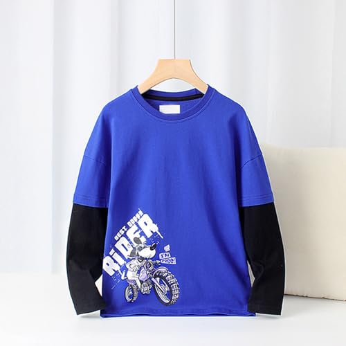 Youth Solid Classic Hoodies Children's Clothing Autumn New Children's Long Sleeve T Shirt Big for (Blue, 8-9 Years)2