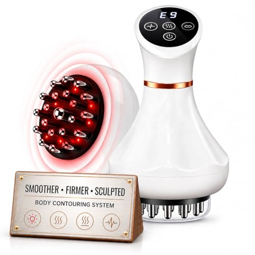 ZRCZRC Lymphatic Drainage Massager, 5-in-1 Anti Cellulite Massage Tool,Reduce the Appearance of Cellulite & Stretch Marks, Microcurrent, Red Light, Heat & Vibration, Suitable for Full-Body,White
