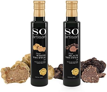 🍃Certified EVOO Infused White truffle oil from Italy 8.45fl oz (250ml) by SO artisan. Perfect for gourmet cooking. Vegan, Vegetarian & FODMAP Diet safe.
