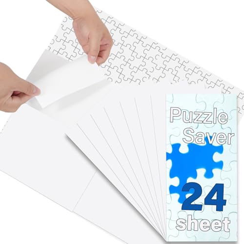 Puzzle Glue Sheets for 1000-Pieces, 24pcs Puzzles Saver Sheets, Easy Peel and Stick Jigsaw Sticker Sheets, No-Clean Puzzle Glue Stickers, Gifts for Puzzles Lovers