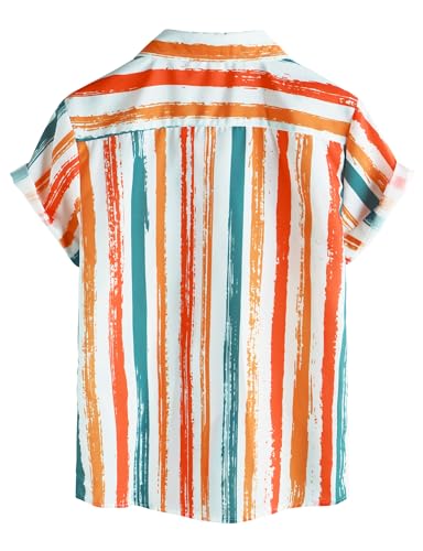 VATPAVE Boys Striped Button Down Shirt Short Sleeve Hawaiian Shirt Casual Summer Beach Shirts with Pocket2
