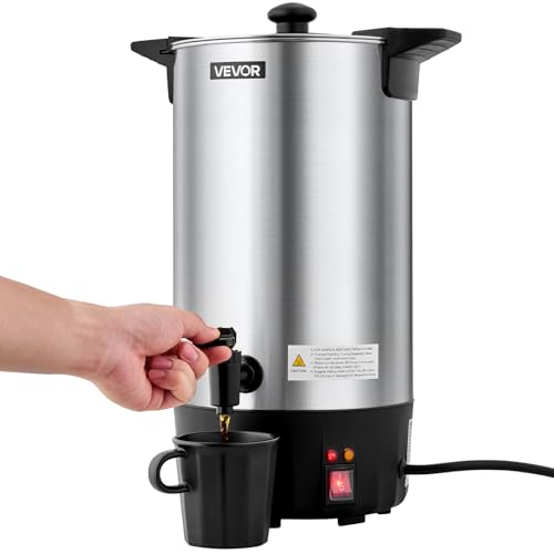 VEVOR Commercial Coffee Urn, 60 Cup 9 L Hot Beverage Dispenser with Dripless Faucet, Quick-Brewing Stainless Steel Large Commercial Coffee Maker, for Catering, Business, Party, Church & Restaurant by VEVOR - Used condition - Image 2