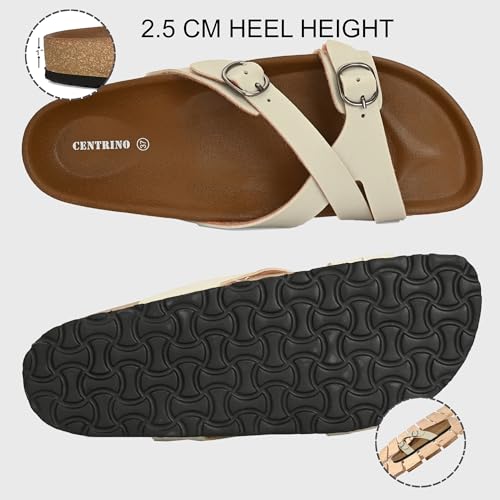 Image of Centrino Women's Berkin-Style Slip-On Sandals | Open Toe Design | Soft PU Footbed | Lightweight & Comfortable | Arch Support | On-Grip Sole | Casual Outdoor Wear (9224)