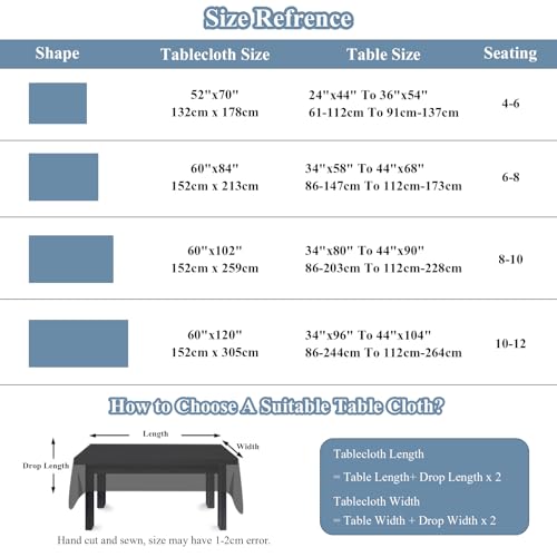 VClife Table Cloth Blue and White Table Cloth Rectangle Tablecloth Rustic Cotton Linen Table Cover for Dining Party, Modern Spring Picnic Floral Tablecloth with Tassel for Rectangle Tables 60"x102" by VClife - Used condition - Image 2