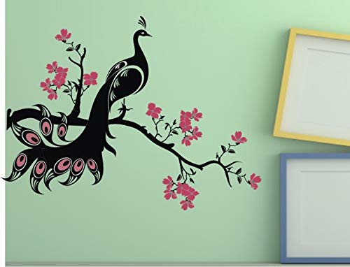 Heaven Decors Wall Sticker - Peacock On Nature Tree - Flower - for Bedroom, Living Room (Ideal Size on Wall: 101 cm x 75 cm),Multicolour (B08XNHRCQ5) Amazon Price History, Amazon Price Tracker